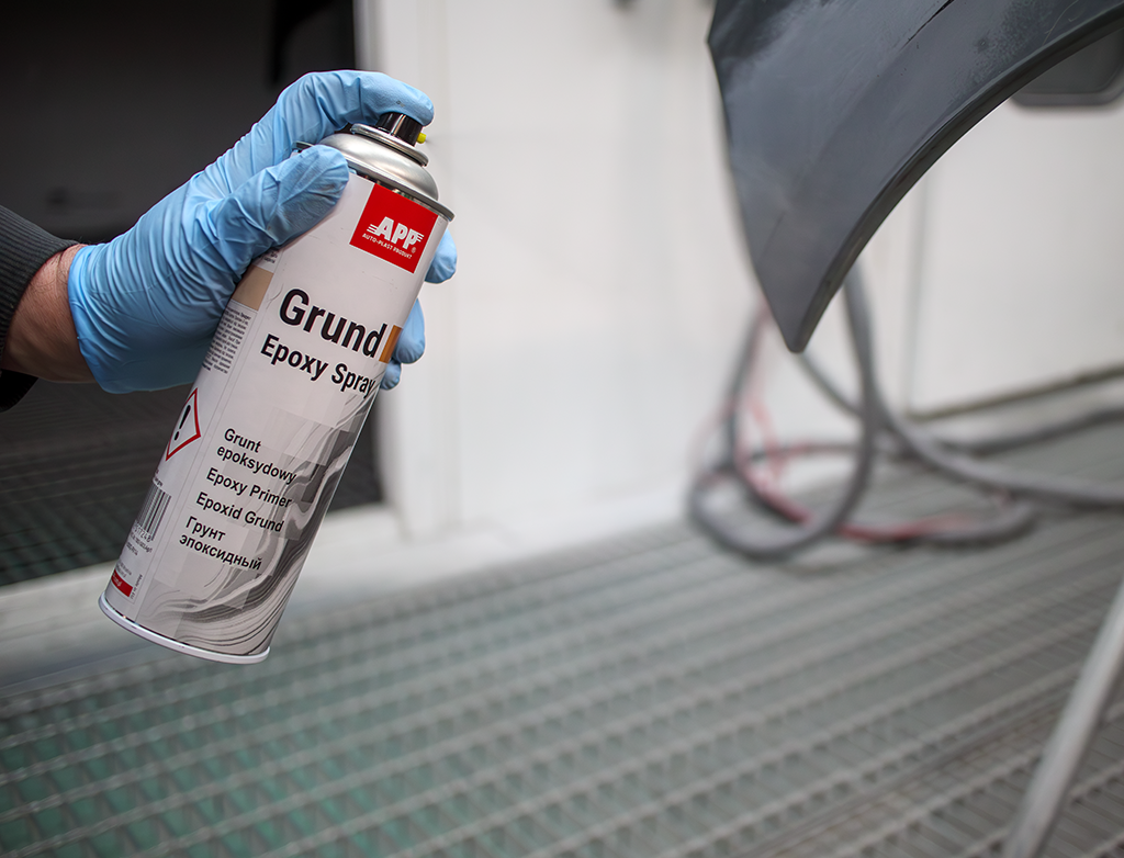 Zestaw antykorozyjny APP na rdzę R-STOP i GRUND Epoxy Spray | 100ml + 500ml ciemnoszary